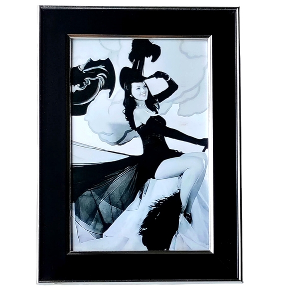 - Beautiful Woman on broom Witch Pin up Style Halloween Costume framed photo art - Picture 5 of 5